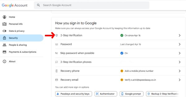 2 Step Verification